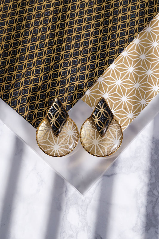 Kumi earrings - Flower Shippo (black) -