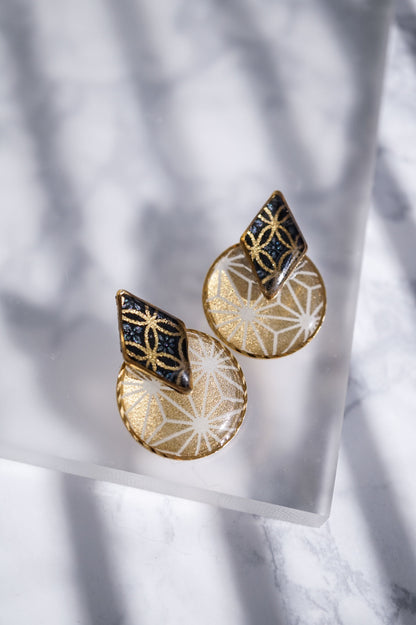 Kumi earrings - Flower Shippo (black) -