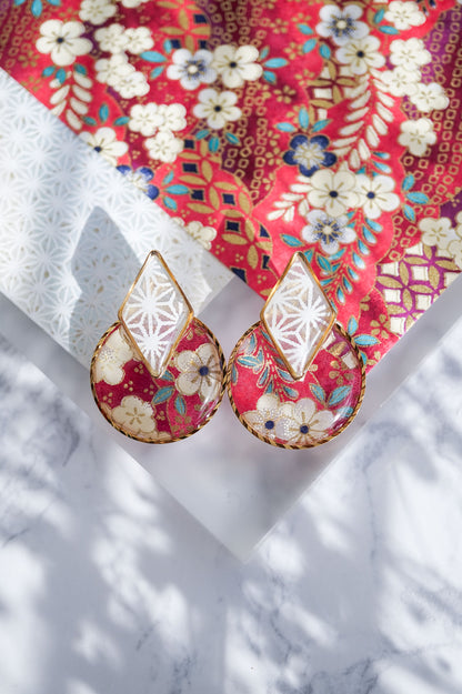 Diamond Earrings -Plum (Magenta)-