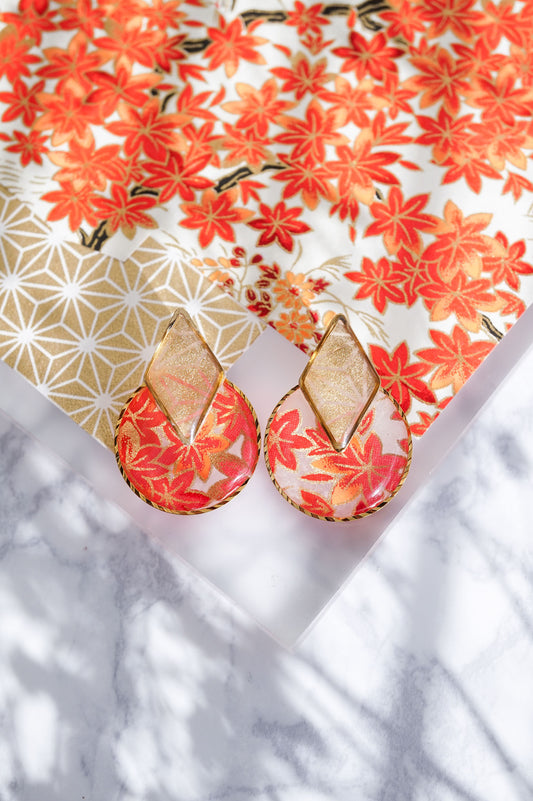 Diamond Earrings - Autumn Leaves -