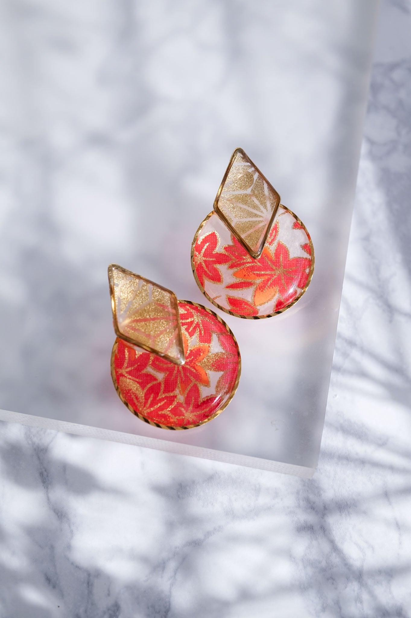 Diamond Earrings - Autumn Leaves -