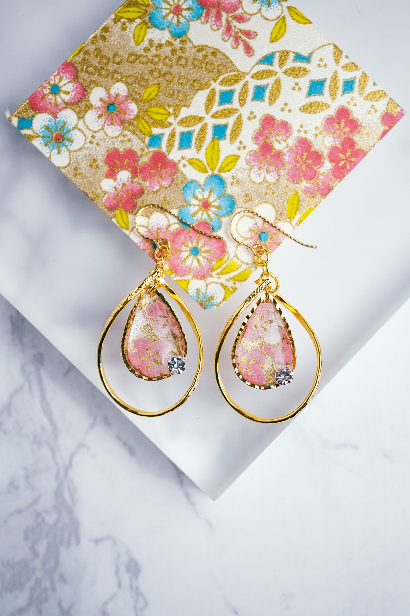 Flower Drop Earrings - Plum (Pink)