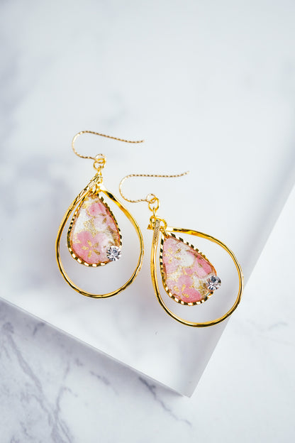 Flower Drop Earrings - Plum (Pink)