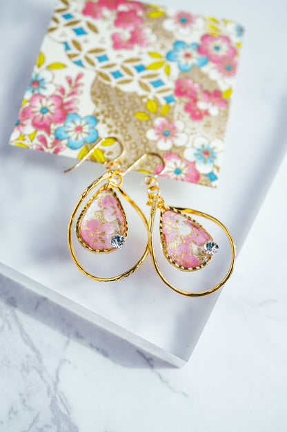 Flower Drop Earrings - Plum (Pink)
