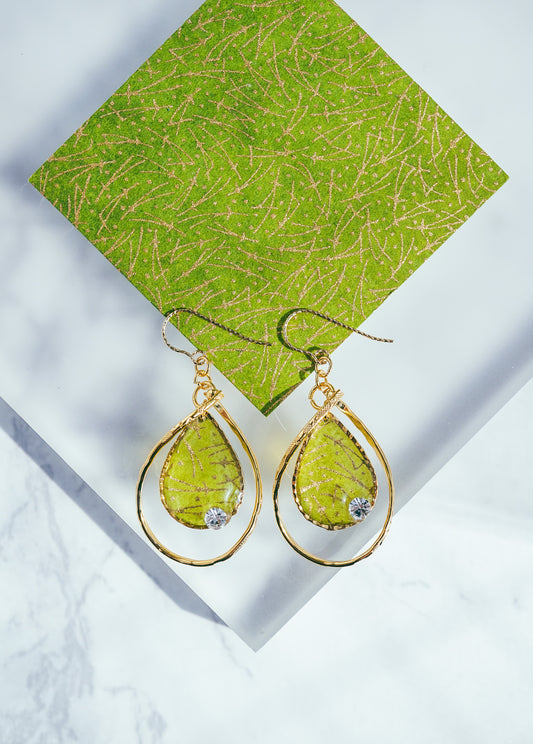 Flower Drop Earrings - Pine Needles