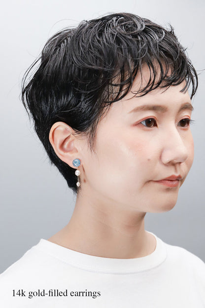 Koharu Earrings -Hemp Leaf (Light Blue)-