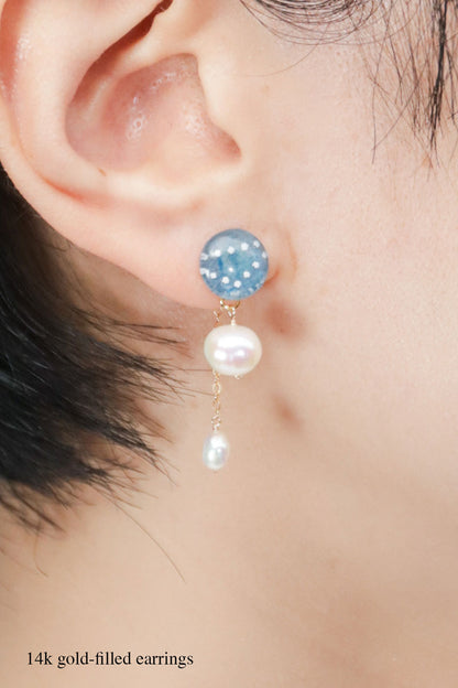 Koharu Earrings -Hemp Leaf (Light Blue)-