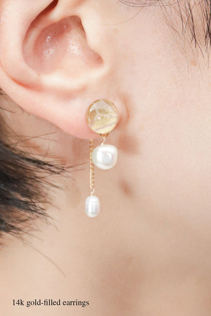 Koharu Earrings -Hemp Leaf (Gold)-