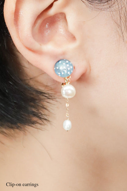 Koharu Earrings -Hemp Leaf (Light Blue)-